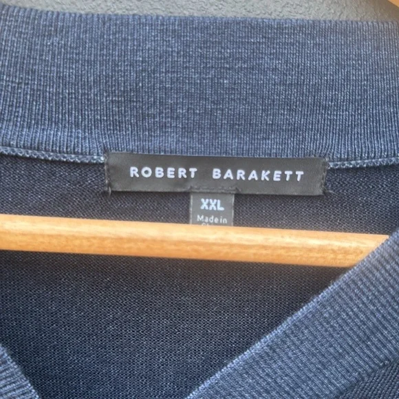 NWOT Robert Barakett 100% Marino Wool Full Zip Up Lightweight Cardigan Navy XXL